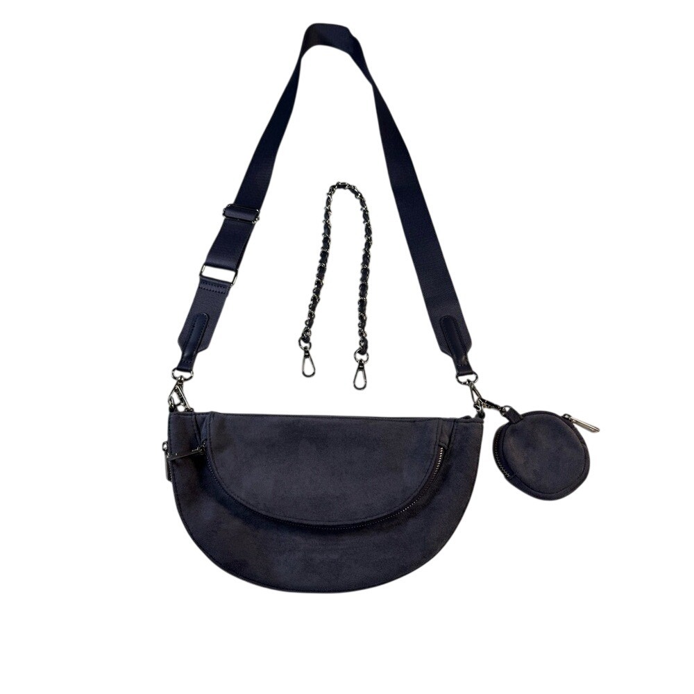 Sondra Roberts Suede Women's Shoulder Bag or Crossbody, Slate‎ Blue, Two Straps